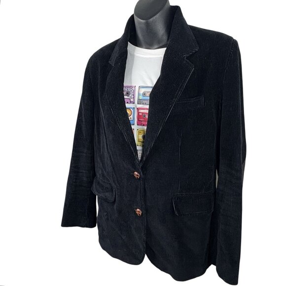 VTG 90s Whimsi Goth Academia Corduroy Campus Blazer Women’s 16 Black - Picture 1 of 9